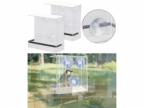 Comparer les prix de Royal Gardineer : 2 mangeoires à oiseaux avec 2 compartiments à graines et fixation par ventouses