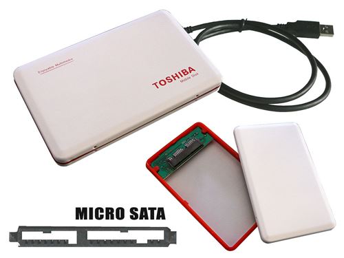 Boitier Aluminium Blanc Pour Disque Dur MICROSATA 1.8 Liaison USB 2.0 - Avec Accessoires