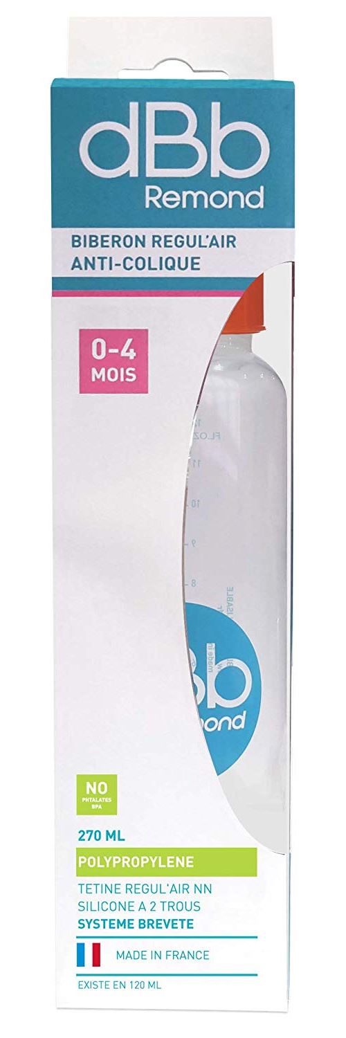dBb Remond Régul'Air Biberon avec Tétine NN en Silicone Orange Translucide 270 ml