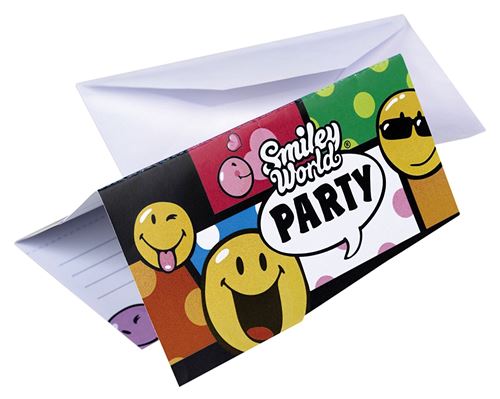 Amscan - 6 Cartes d'invitation et Enveloppes Smiley Comic