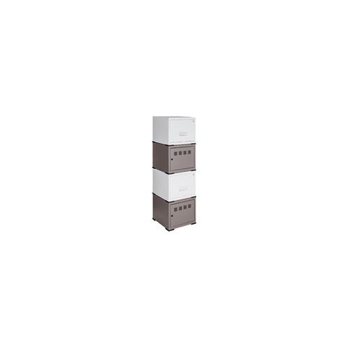 Pierre Henry - Cubes métal 2 portes 2 tiroirs Blanc/Taupe