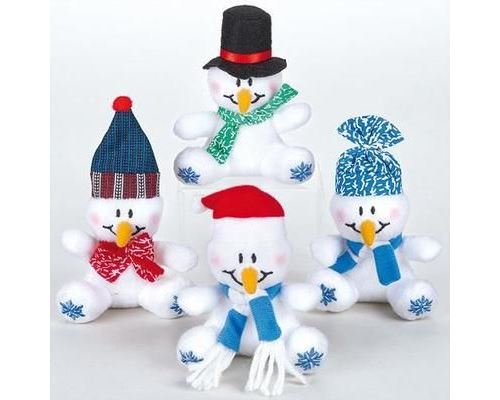 Mini Amis peluches Bonhommes de neige douces à rembourrer de granulés, petits cadeaux parfaits pour enfants (Lot de 4)