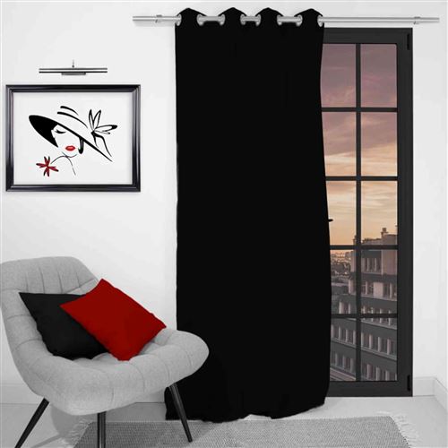 Rideau à oeillets infroissable Alix - 135 x 250 cm - Noir