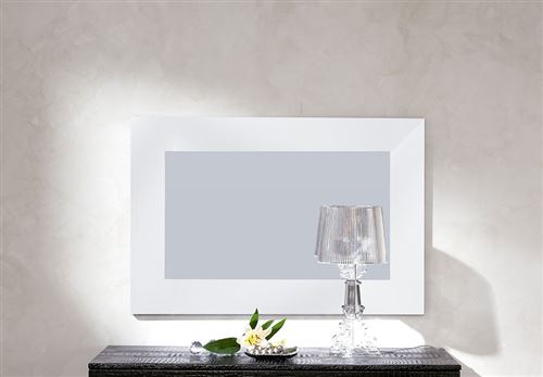 Miroir mural blanc noir ou gris laqué design RAMSAY - Noir - L 105 x H 70 cm