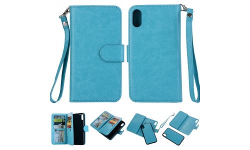 Etui 2 en 1 portefeuille bleu pour iPhone X