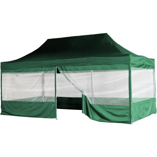 Pro tonnelle pliante 3x6m + panneaux latéraux avec fenêtres panoramiques XXL, pavillon de jardin en aluminium, coloris au choix - INSTENT - Couleur : Vert - Taille : 3x6m + 4 côtés