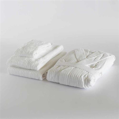 Set 3 Serviettes avec Peignoir Svad Dondi Times Square, Taille: M, Couleur: Blanc