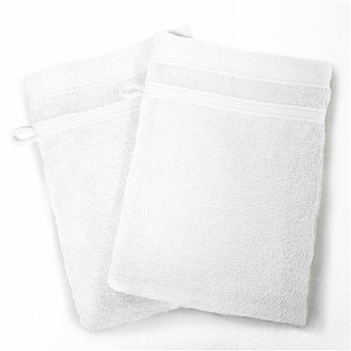 2 gants de toilette 15 x 21 cm eponge unie vitamine Blanc