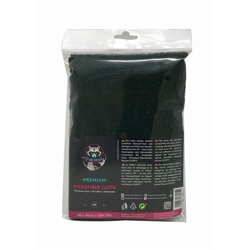 Racoon tissu microfibre premium 40 x 40 cm noir