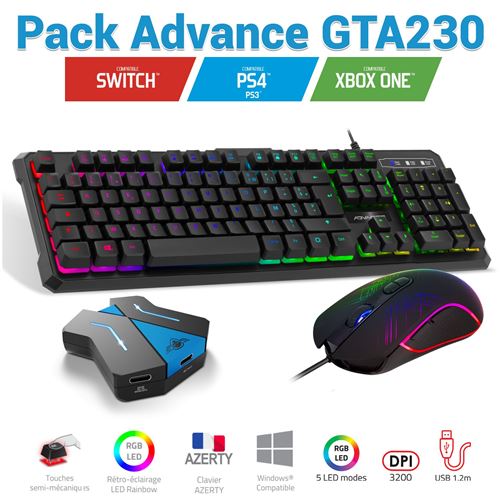 20€ sur Pack clavier, souris Advance GTA 230 et convertisseur pour PS4 /  Xbox one / Xbox serie S X / Switch - Ensemble clavier/souris - Achat & prix  | fnac