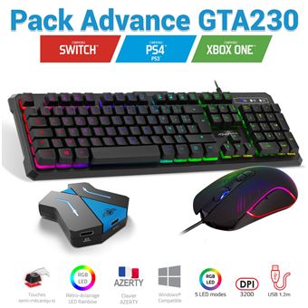 Pack clavier, souris Advance GTA 230 et convertisseur pour PS4 / Xbox one /  Xbox serie S X / Switch - Ensemble clavier/souris - Achat & prix | fnac