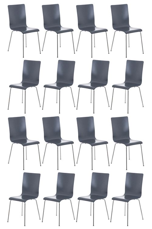 Lot de 16 chaises visiteur Pepe en bois , Gris