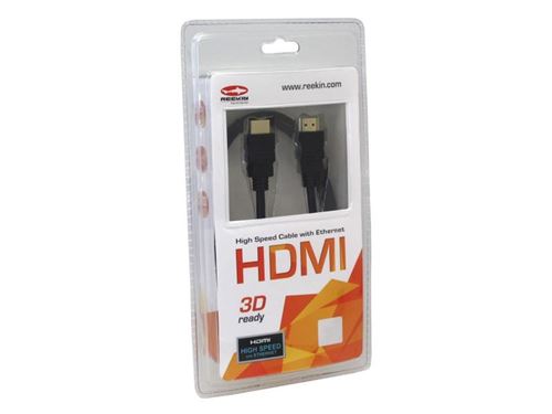 Câble hdmi reekin 3d full hd 2,0 metre (high speed avec ethernet) hdmi-001-2m