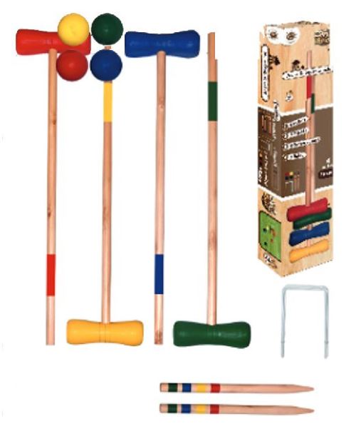 Jeux de croquet bois 73 cm (4 balles + 4 maillets)
