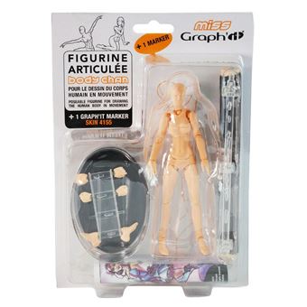 Kit Mannequin articulé pour dessin - Modèle femme - 14 cm