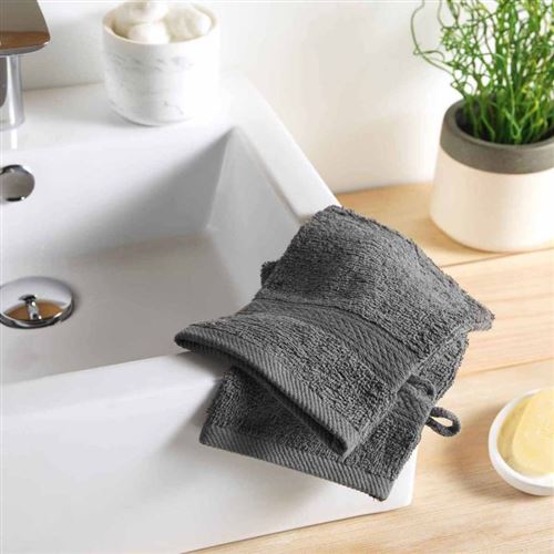 Paris Prix - Lot De 2 Gants De Toilette colors 15x21cm Anthracite