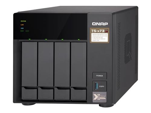 QNAP TS-473-8G - Serveur NAS - 4 Baies - SATA 6Gb/s - RAID 0, 1, 5, 6, 10, JBOD, disque de réserve 5, 6 disques de secours, disque de réserve 10 - RAM 8 Go - Gigabit Ethernet - iSCSI support