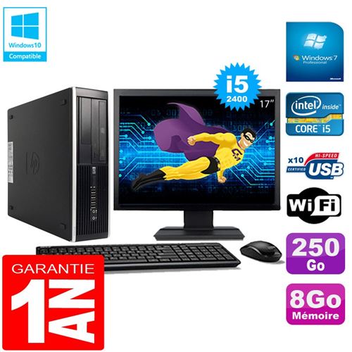 Pc hp compaq pro 6300 sff i5-2400 8go 250go graveur dvd wifi w7 ecran 17'