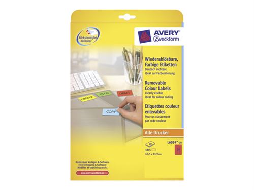 Avery L6034 - étiquettes - 480 étiquette(s)