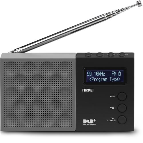 Nikkei Radio DAB de poche avec alarme NDB30BK Gris et noir