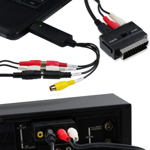 INECK® Adaptateur vidéo 3 RCA femelles 1 x S-VSHS / Péritel mâle