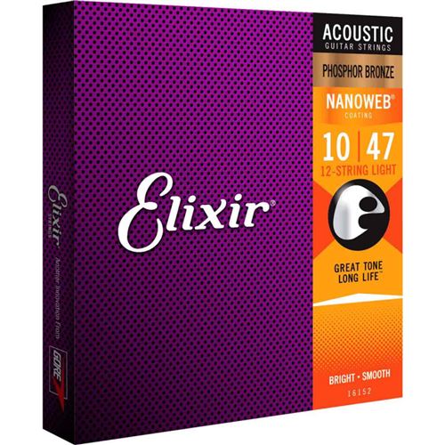 Elixir Bronze 16152 Phosphore - Jeu De Cordes Guitare Acoustique 12 Cordes 10-47