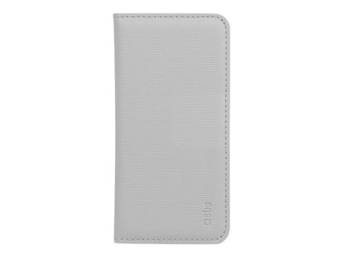 SBS Bookstyle TEBOOKSTYLES4W - Flip cover voor mobiele telefoon - polyurethaan - iced wit - voor Samsung Galaxy S4