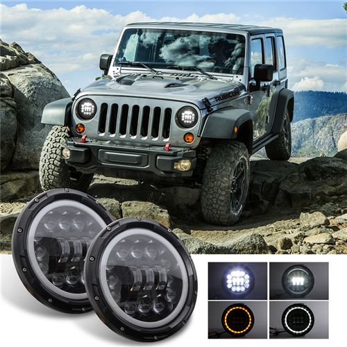 Round 7inch 400W LED phares haute Feux de croisement pour Jeep Wrangler JK TJ LJ Hummber