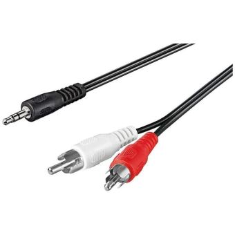 ecabo Câble stéréo jack 3,5mm à deux fiches RCA 1,5m – fiche RCA (rouge/ blanc) à jack 3,5mm – Câble en Y – noir – pour Hi-Fi, système stéréo,  récepteurs, équipement audio 