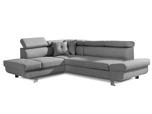 Lisbona - Canap&eacute; d'angle convertible - 5 places - Gauche - Gris clair 