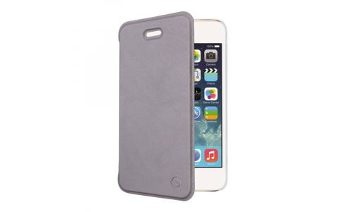 Muvit Folio Case - Flip cover voor mobiele telefoon - zilver - voor Apple iPhone 5, 5s, SE