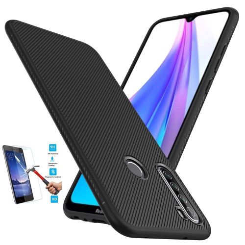 Coque Xiaomi Redmi Note 8T Tpu Noir Avec Film Verre Trempé Housse Etui En Silicone Gel Souple hfs-house®