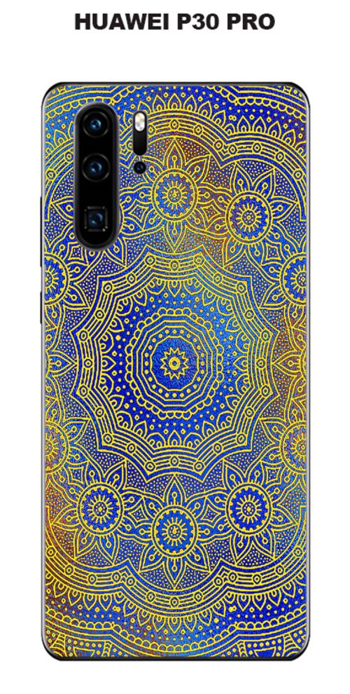 Coque Huawei P30 PRO design Mandala rosace Bleu & Jaune