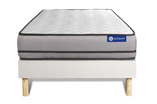 Non Communiqué Blanc Ensemble Matelas Actimemo 90X200cm 2 Faces À Mémoire De Forme 3Zones De Confort + Sommier Kit