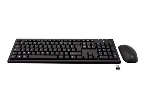 V7 CKW200ES - Toetsenbord en muis set - draadloos - 2.4 GHz - Spaans - zwart