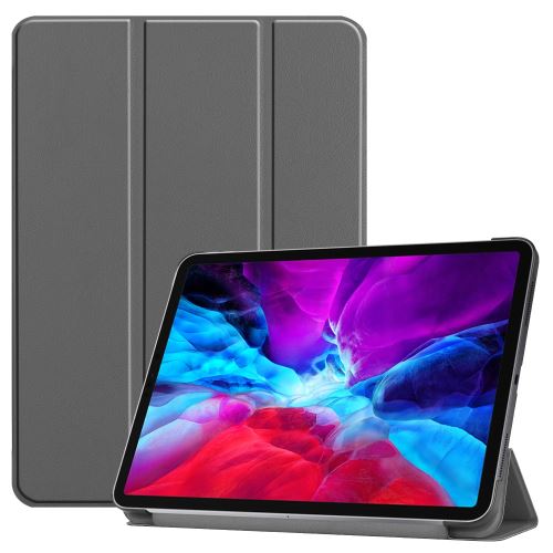 Etui en PU + TPU support à trois plis de charge au crayon de pomme avec support gris pour votre Apple iPad Pro 12.9 pouces (2020)