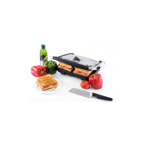 Naelia cgf-fm601-nae grill electrique multifonctions acier inoxydable gris 2200 w 35 x 33 x 13 cm