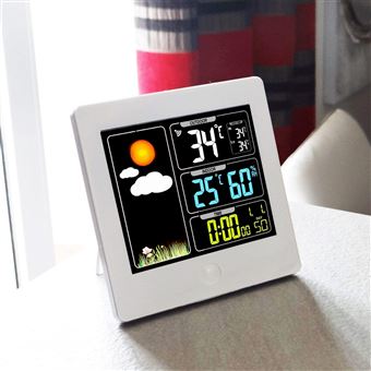 Station Météo avec Capteur LCD Prévisions météo Réveil intérieur extérieur  sans fil Thermomètre Hygromètre numérique Température et humidité