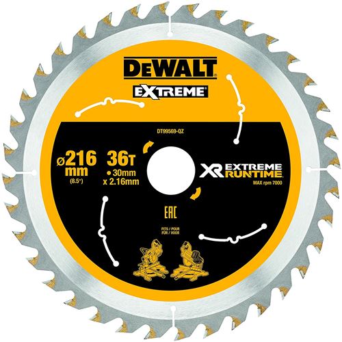 DeWalt XR Extreme Runtime Lame de scie circulaire statique, 1 pièce, 216/30 mm 36 WZ/FZ, dt99569 de QZ