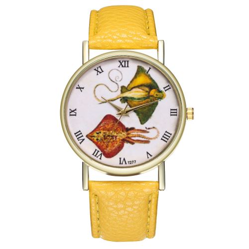 Montre de couleur jaune montre de style classique montre pour homme montre à quartz horloge T277-Ajaune