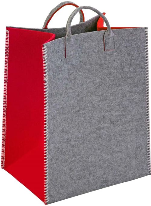 Versa - Panier en feutrine Naranja Gris et rouge