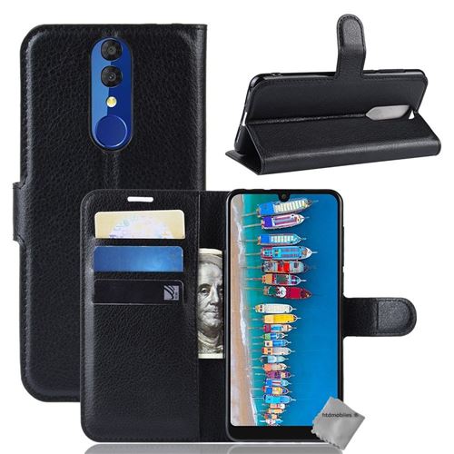 Housse etui coque pochette portefeuille pour Alcatel 3L (2019) avec film ecran - NOIR