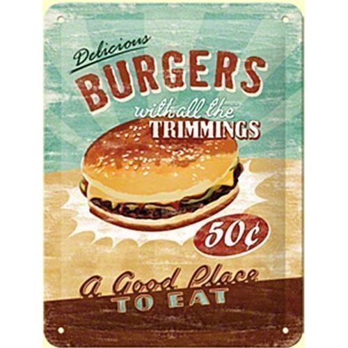 Panneau en Tôle Authentique Hamburger - Petit