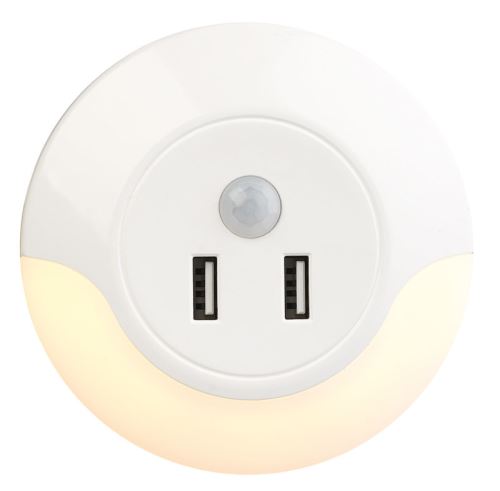Veilleuse à LED automatique sur prise de courant avec 2 ports de chargement USB (10 W)