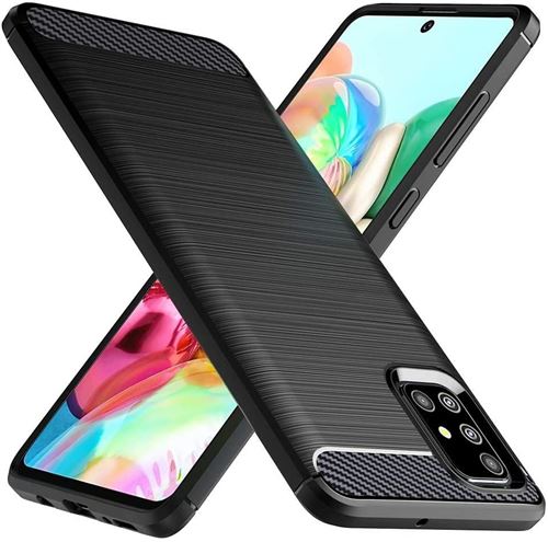 Housse de protection pour Samsung Galaxy A71 Fibre de Carbone Noir