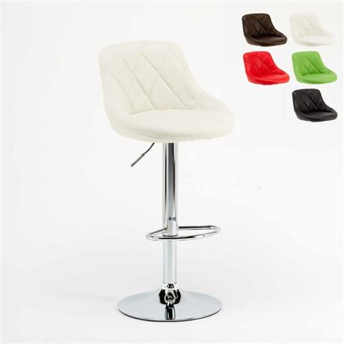 Superstool - Tabouret haut pour bar cuisine fixe pivotant réglable avec dossier Philadelphia, Couleur: Blanc
