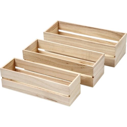 Caisses à fruits, paulownia, 3pièces