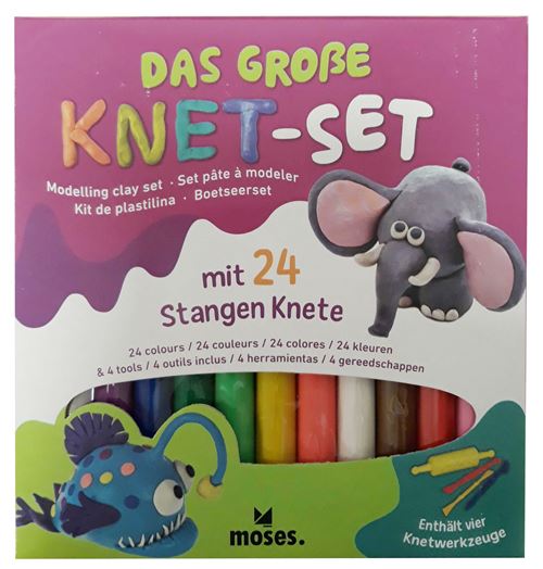 Moses set de pâte à modeler 24 couleurs avec des outils de 28 pièces
