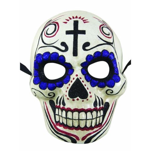 Masque adulte day of the dead - Blanc et violet