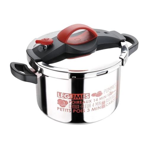SITRAM - 711687 - autocuiseur sitrapro inox 8l rouge + panier silicone + cuillere silicone grise induction